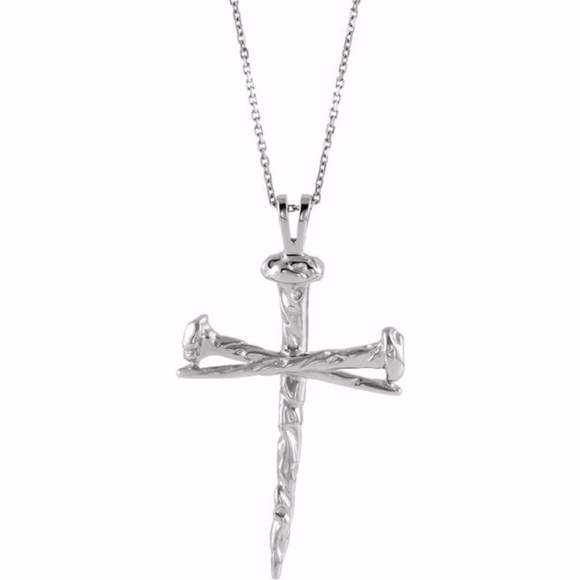 Nail Design Cross Necklace Sterling Silver - Picture 1 of 1
